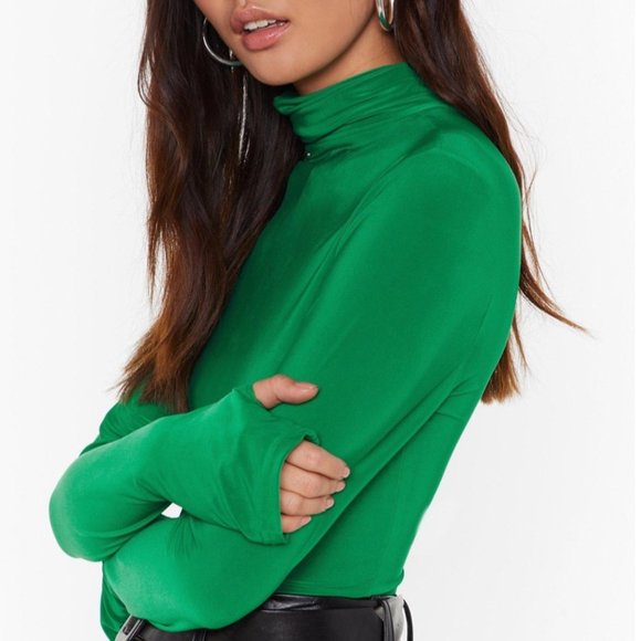 Green Turtle-Neck Top - Picture 1 of 3